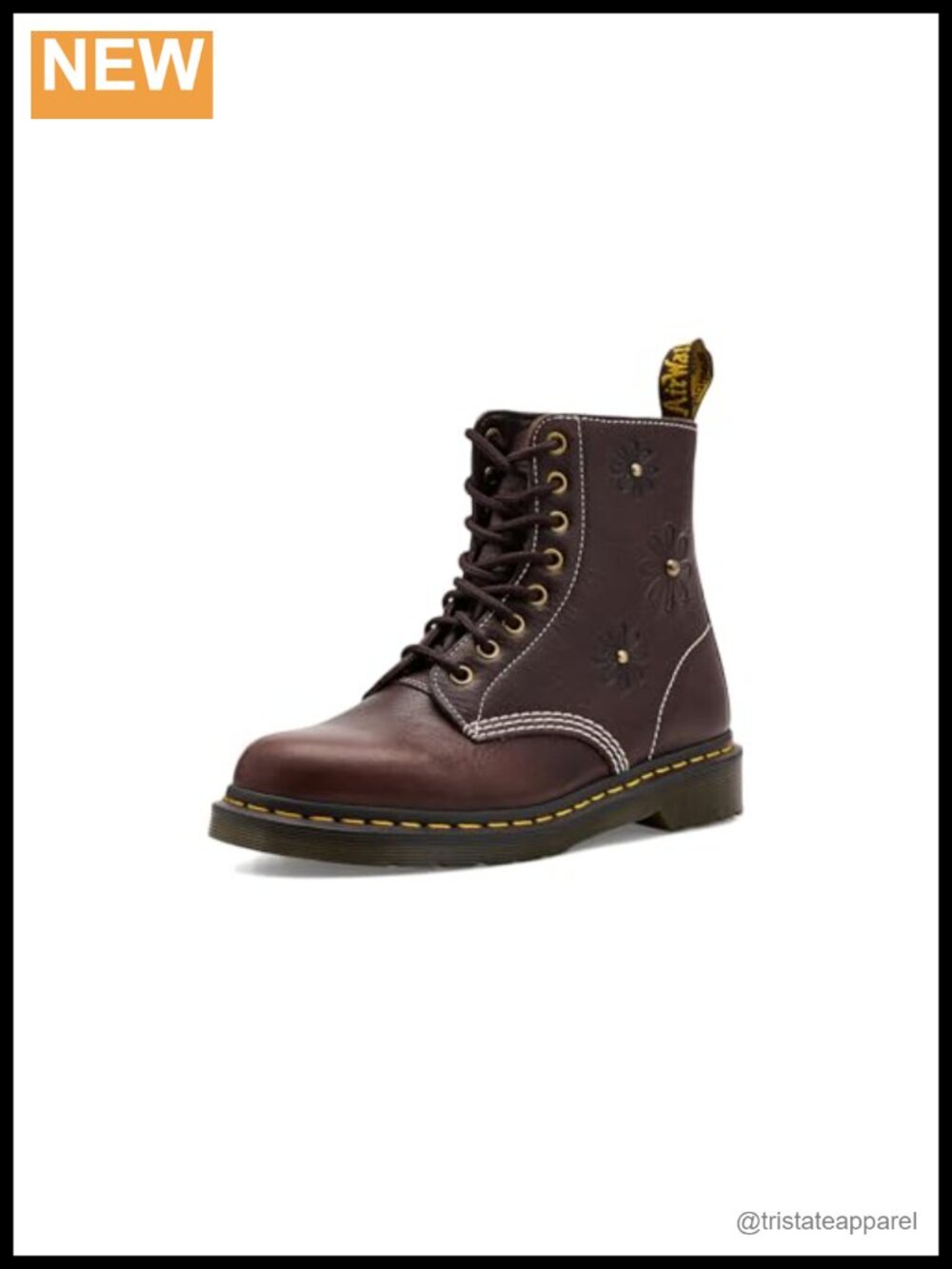 PU Leather Floral Combat Bootie Ankle Boots